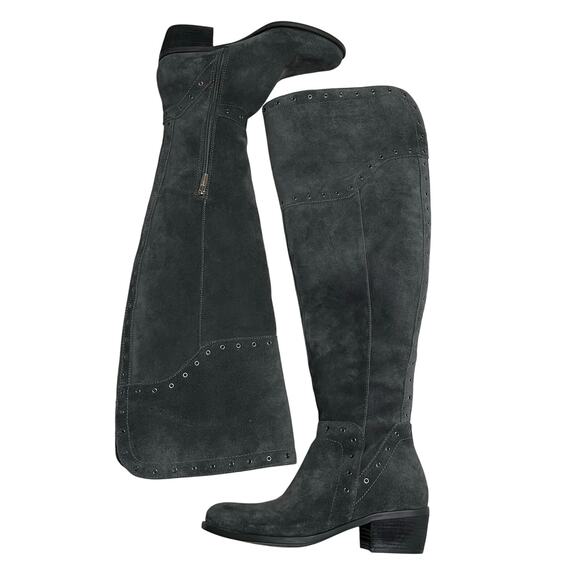 Vince Camuto NEW Suede Leather Over The Knee Boots Sz 8 Wide Shaft Gray - Picture 2 of 8